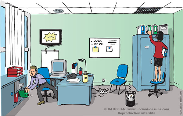 Chasses aux risques dans les bureaux.